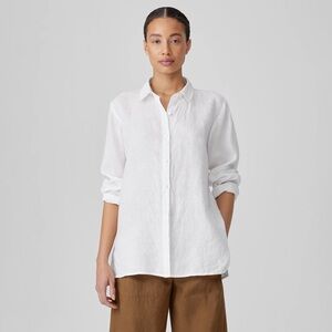 Eileen Fisher size XL organic handkerchief Linen classic collar shirt